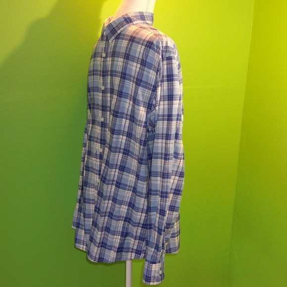 Men's Large Two Toned Blue Plaid Longsleeve Shirt. - Picture 3 of 7